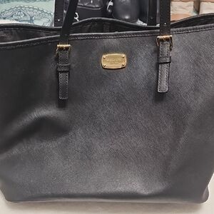 Michael Kors Black and Gold Leather Tote